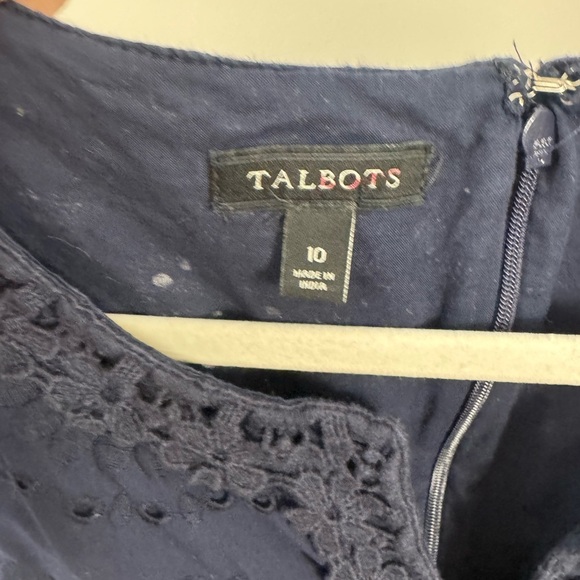 Talbots Navy Blue Sleeveless eyelet lace overlay shift dress size 10 - Picture 10 of 11